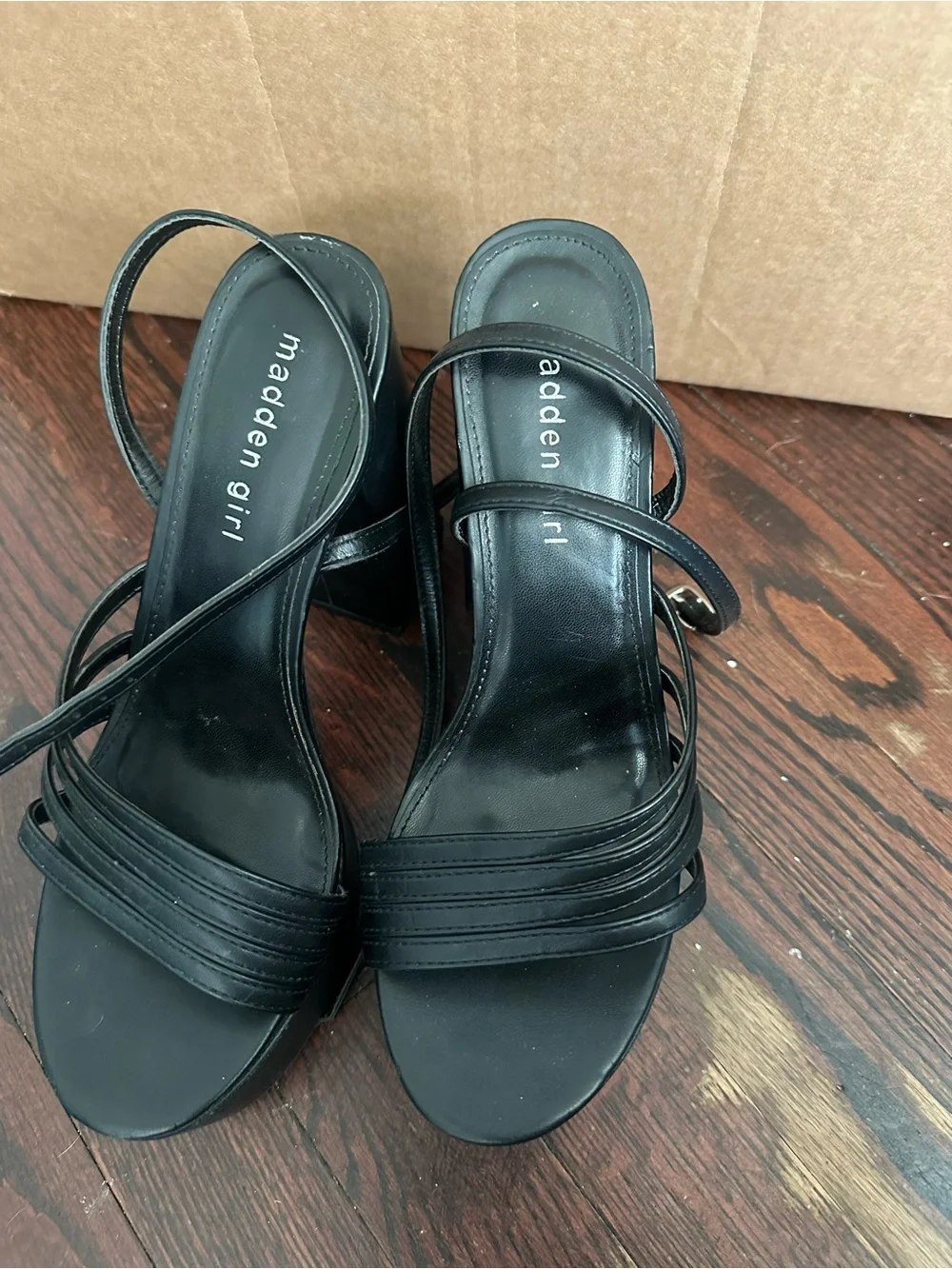 Steve Madden Black Strappy Platform Block Heel Sandals